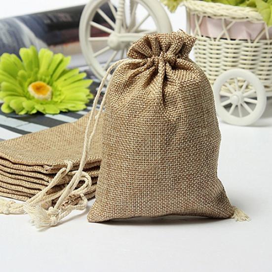 5Pcs Mini Rustic Burlap Bag Drawstring Wedding Party Favor Vintage Sack Pouch