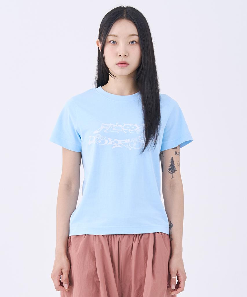 FDR Caizhu Letter Short Sleeve Sky Blue