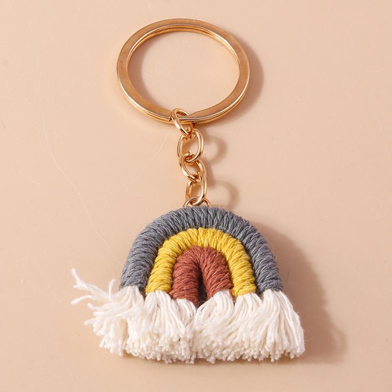 Chaveiro Arco-Íris Fofo Feito à Mão Bola Macia e Fofa Pingentes para Chaveiro para Mulheres Meninas Decoração de Bolsa de Mão Joias Artesanais DIY Presente