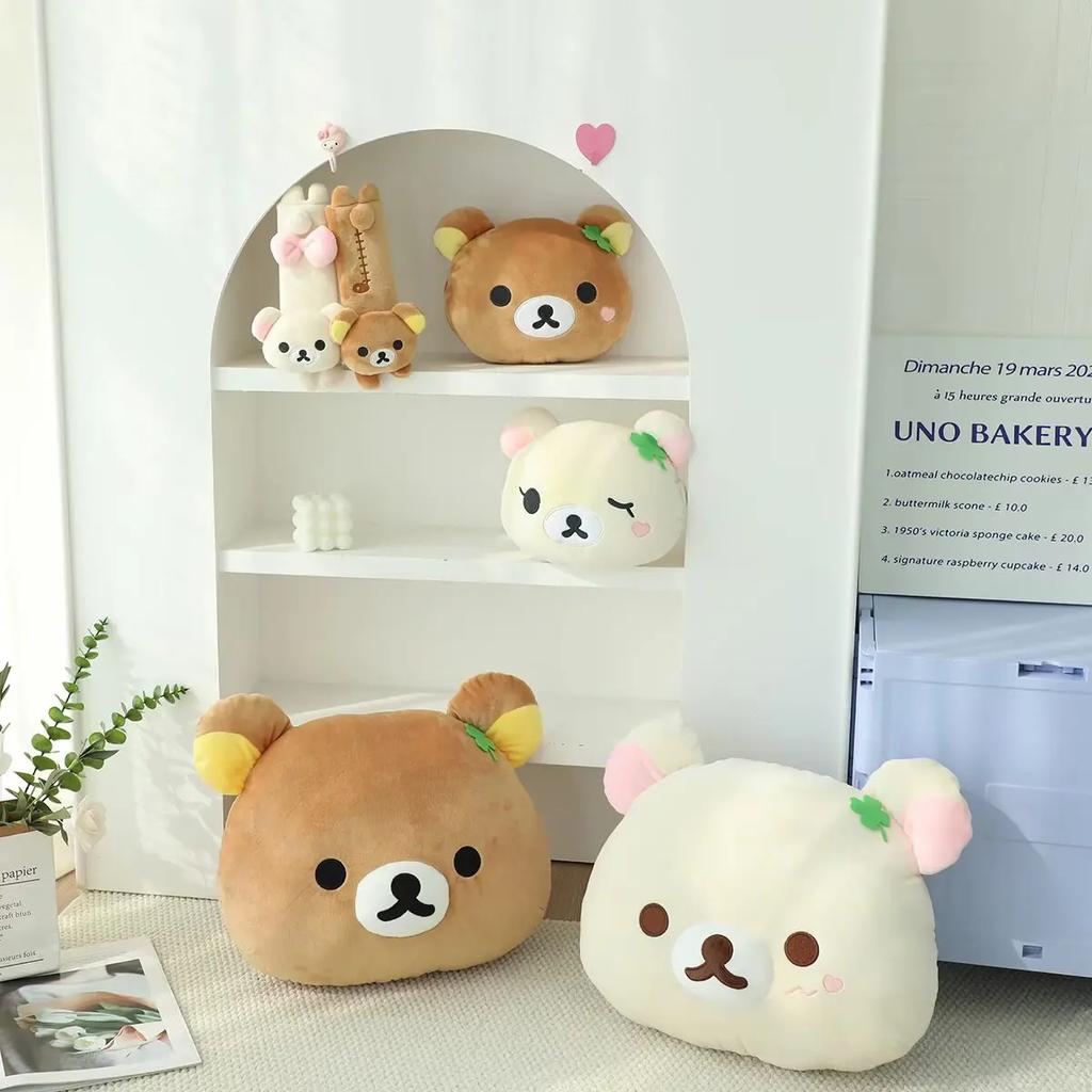 Rilakkuma Car Headrest Neck Pillow Kawaii San-X Rilakkuma Plush Car Neck Support Cushion Seat Belt Cover Car Accessories Girl