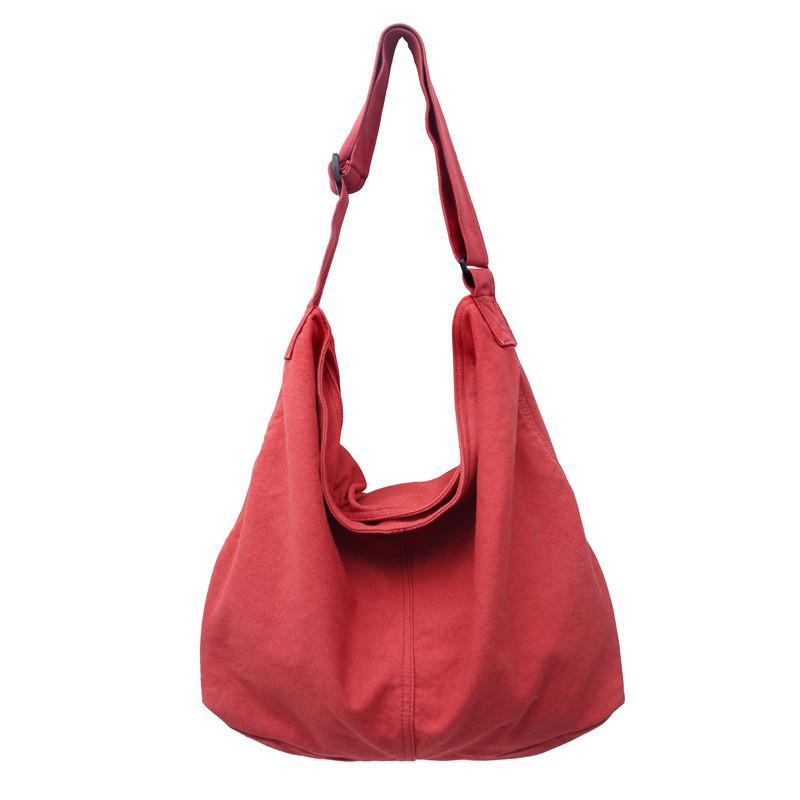 Lazy Style Washed Canvas Bag: Women's Large Capacity Crossbody and Shoulder Tote