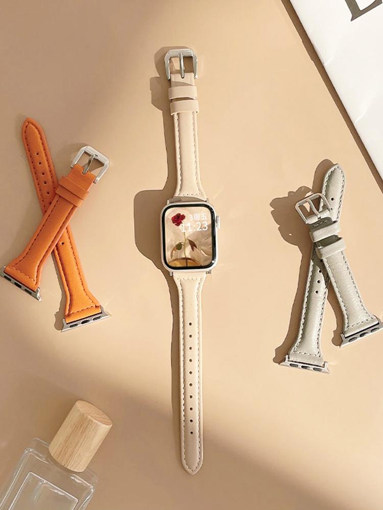 Slim Leather Strap for Apple Watch Bands 45mm 44mm 40mm 41mm 42mm 46mm Ultra 2 49mm 44 Mm Bracelet  10 9 8 7 Se 5 4 6