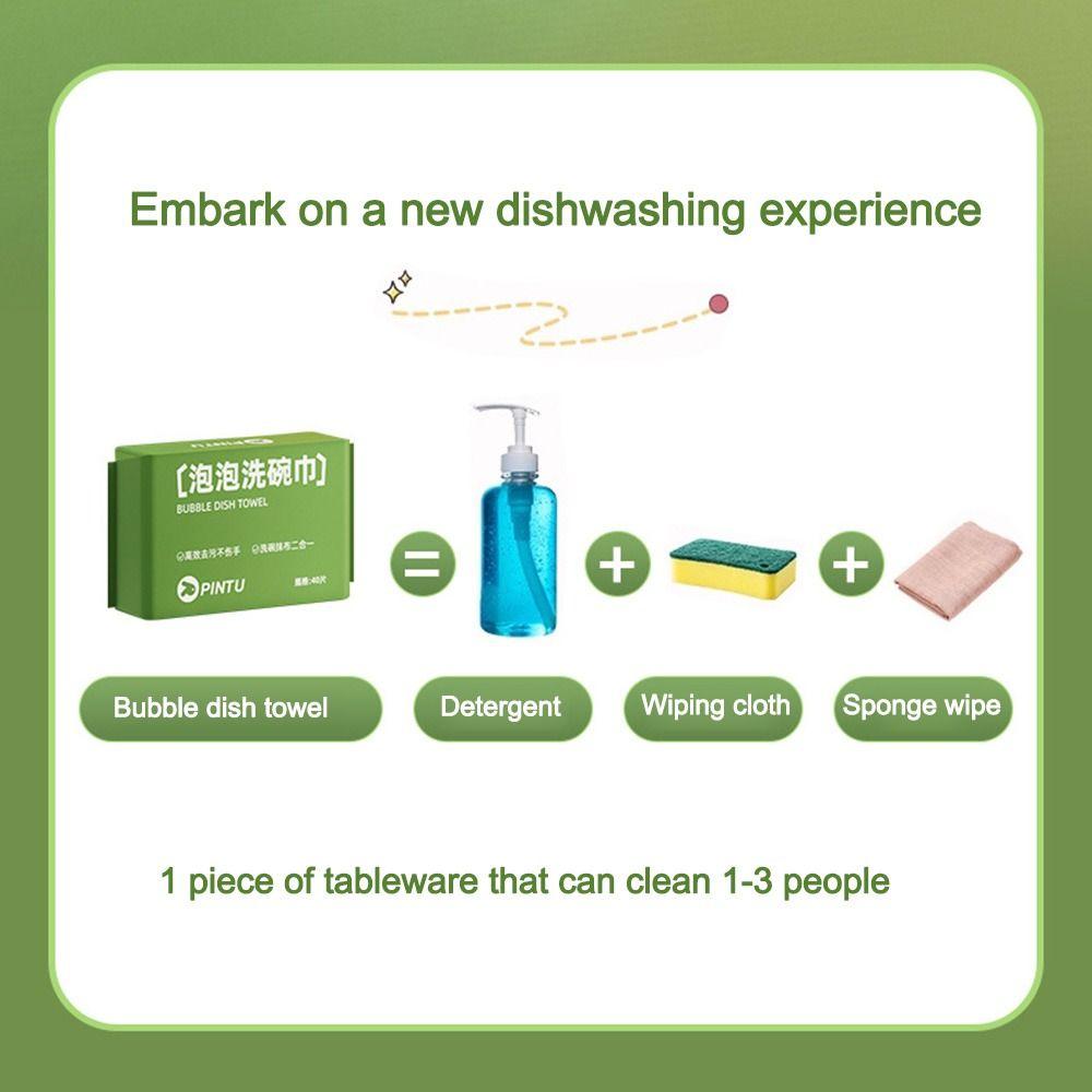 40PCS/Bag Disposable Cleaning Paper Towel Bubble Dish Cloths Cleaning Rags  Kitchen Accessories