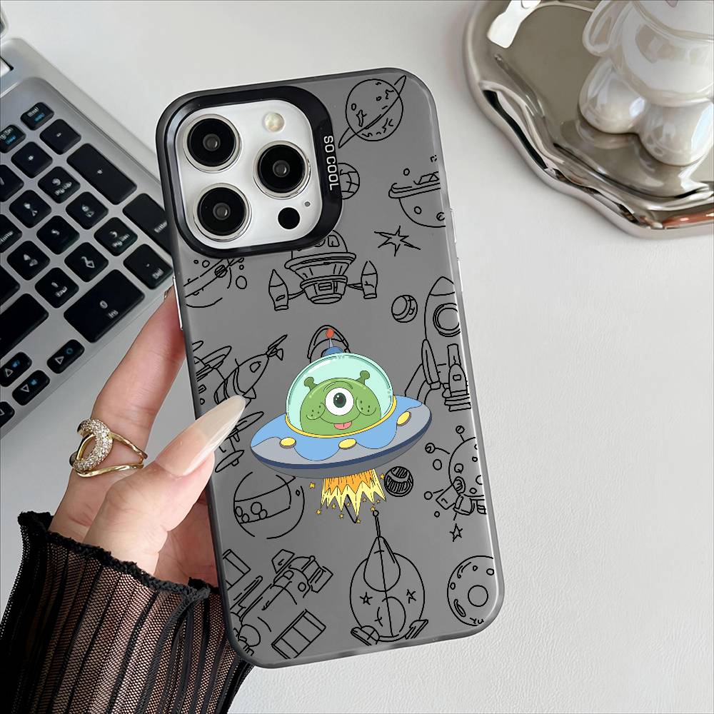 Cool Astronaut Anime Phone Case For Apple 11 12 13 14 15 16Pro Max Plus Protect Plating Phone Cover