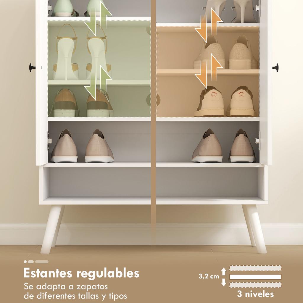 Eingangsbereich Schuhschrank mit verstellbaren Einlegeböden Offenes Fach für 15 Paar Schuhe 75x35x97 cm Weiß