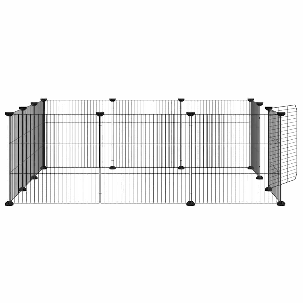 12 Panel Pet Cage with Door Black 35 x 35 cm Steel