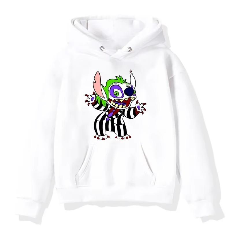 Halloween Stitch Pattern Hoodies Cute Cartoon Disney Sweatshirts Pocket Clothing Daily Men Hoodies Autumn Winter Pullover Tops