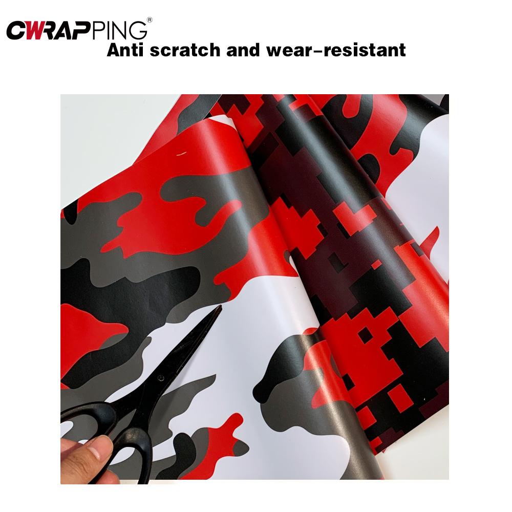 Car Red Camo Film PVC Waterproof Self Adhesive Camouflage Film Auto Body Color Change Sticker for Auto Motorcycle Stickers