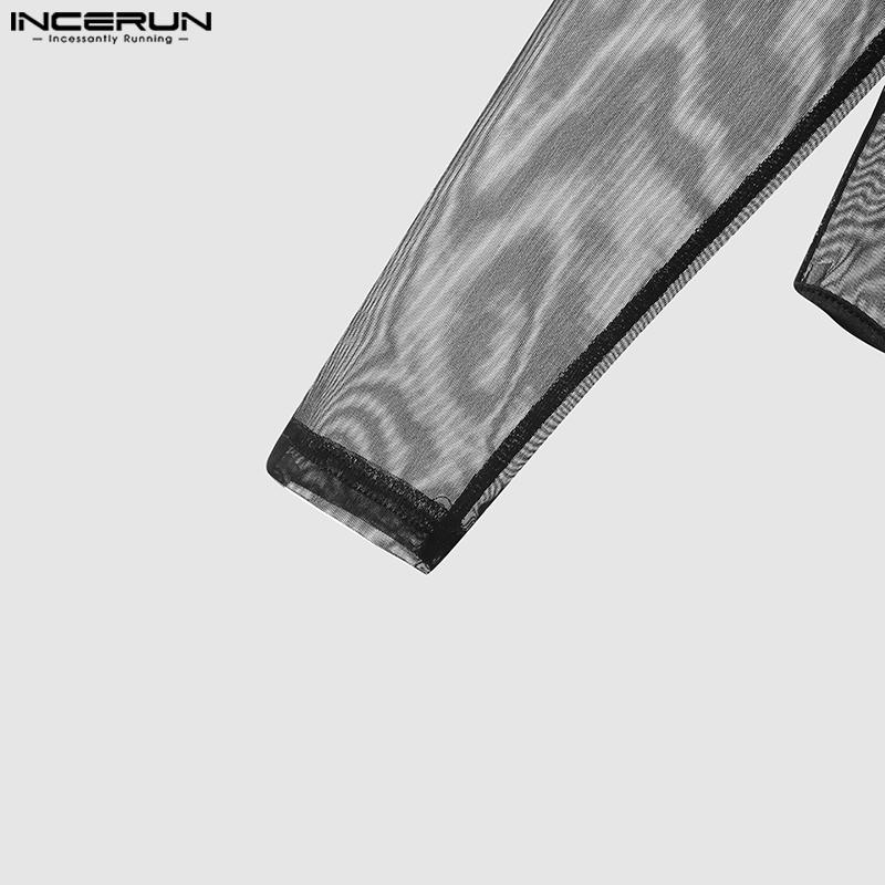 INCERUN Muži prohlédnou Slim Tops Mesh bodysuits