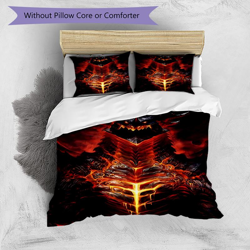 3pcs World of Warcraft Characters2 Pattern Bedding Set Duvet Cover Set Includes Duvet Cover &pillowcases, Perfect All Season Bedroom Decoration & Gift