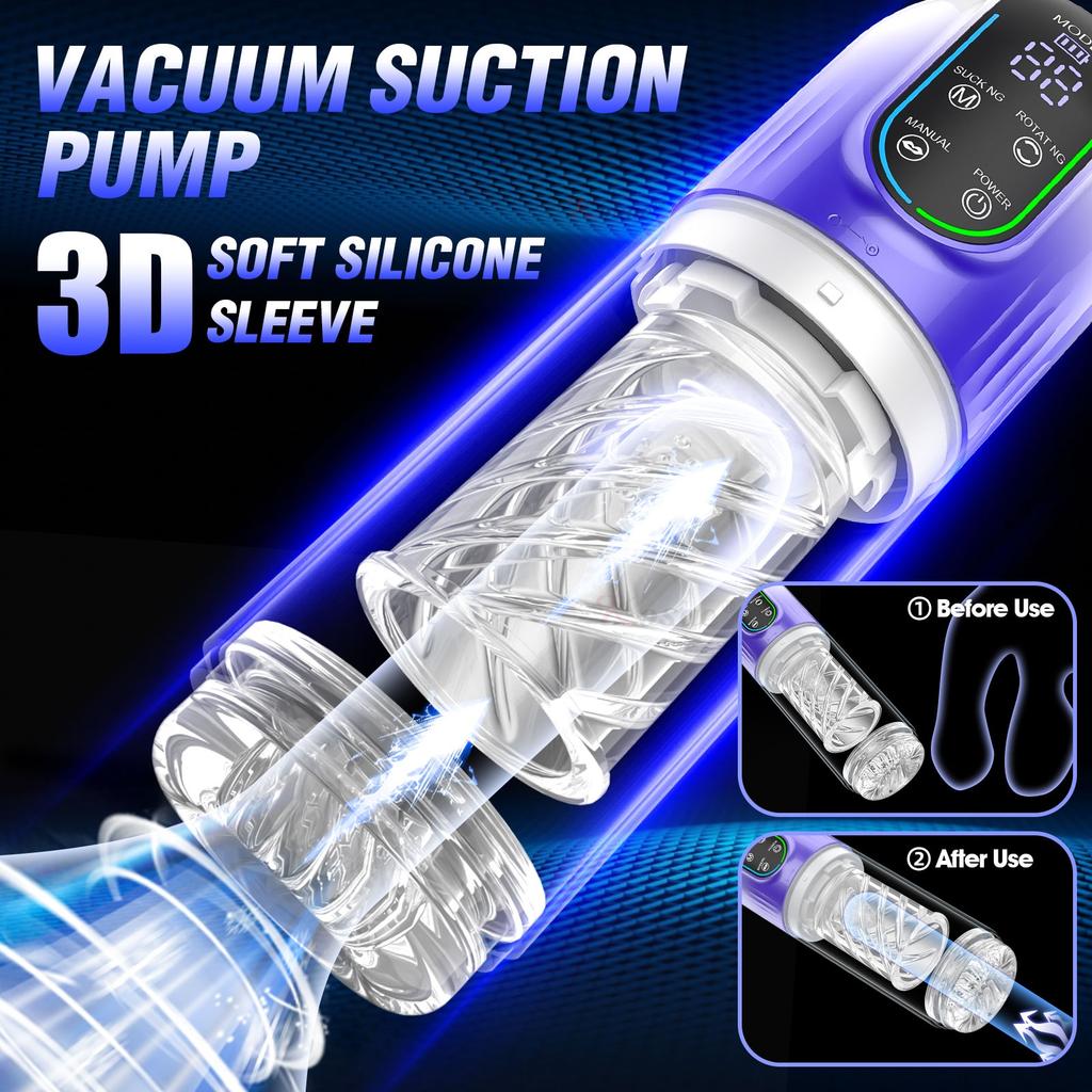 2025 New Automatic Male Masturbators LED 7 Rotating Sucking Water SPA Real Pussy Adult Masturbation Cup Sex Toys For Men Blowjob Machine