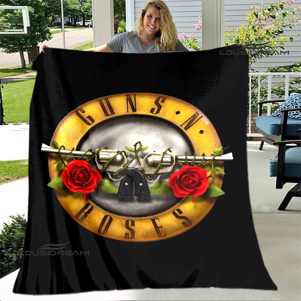 Guns n'roses band retro print blanket Flannel Soft Comfort Blanket Home Travel Blanket Kids Warm Blanket birthday gift