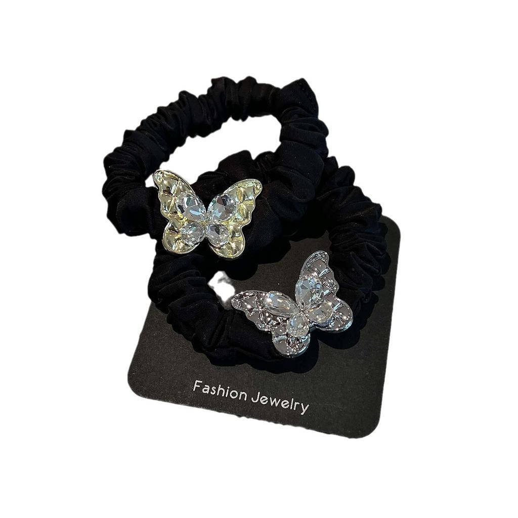 Diamond Butterfly Hair Ring - Luxurious Ponytail Bun Accessory