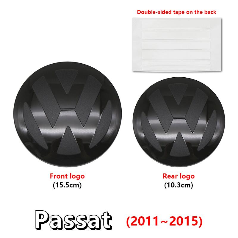 2pcs Front Rear Emblem For VW Passat 2011-2018 Modified Black Flat Mirror Logo Cover Stickers Accessories Extra Pro Plus Value QS0