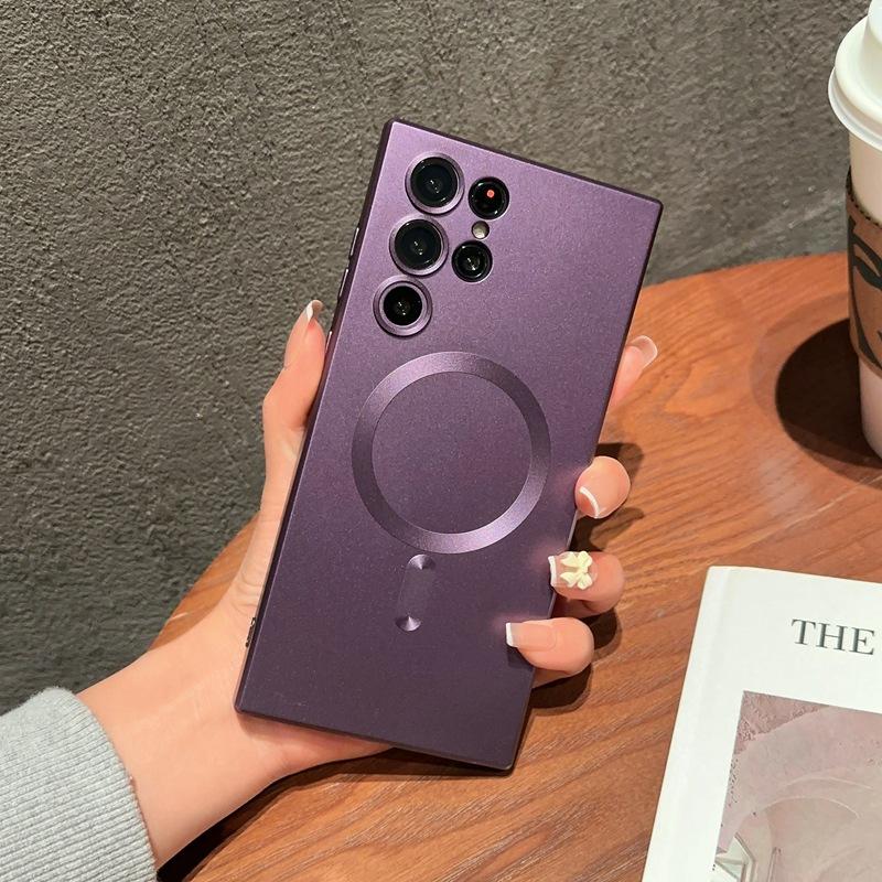Suitable for Samsung S25ultra Phone Case Magnetic Suction S24plus Full Inclusive S23FE Matte S22u Lens Film Soft Case