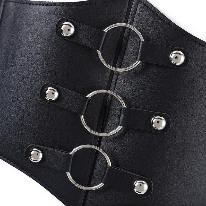 Women Corset Belt Metal O-Ring Heart-Ring Wide Elastic Waspie Waist Belt for Daily