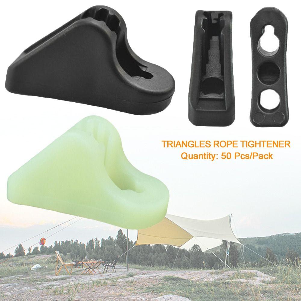 50pcs Plastic Triangles Rope Tightener Anti-slip Awning Stopper Wind Rope Buckle  Camping Tent