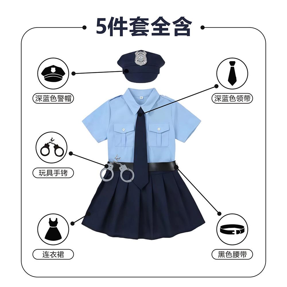 Kids Police Costume Role Play Set for Girls Halloween Performance Outfits