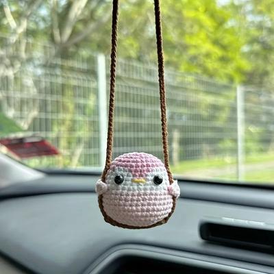 1 PC Nouveaux Charms Tricotés Faits à la Main Grenouille Mignonne, Pingouin, Canard, Poussin Animaux Charms de Voiture Décoration de Voiture Accessoires de Voiture Mignons
