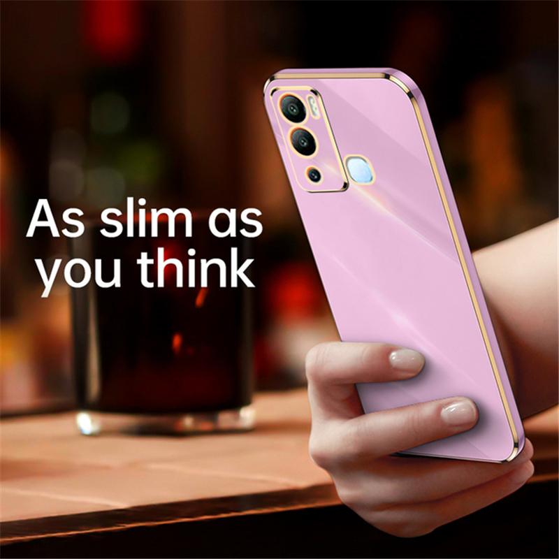 Phone Case For Infinix InfinixHot 12i Square Plating Gold Frame Cases For Infinix Hot12 Hot12i Hot12Play Soft Silicone Protective Back Cover