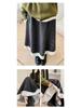 Women's Striped A-Line Skirt: Autumn/Winter 2025 High-Waist Wool Blend with Plus Velvet, Mid-Length Slimming Umbrella Style