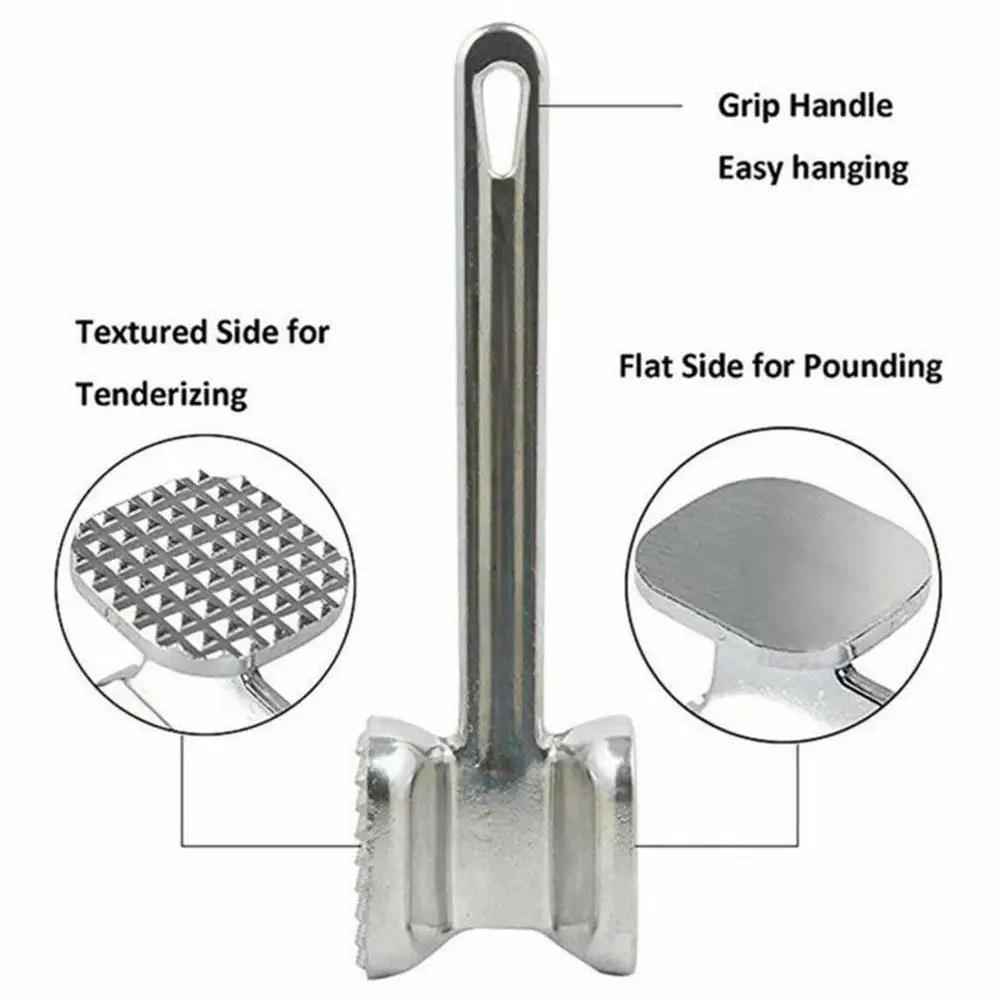 Stainless Steel Double-Sided Square Meat Tenderizer Hammer Food-Safe Kitchen Tool for Pork Chops Meat Tenderizing Appliance