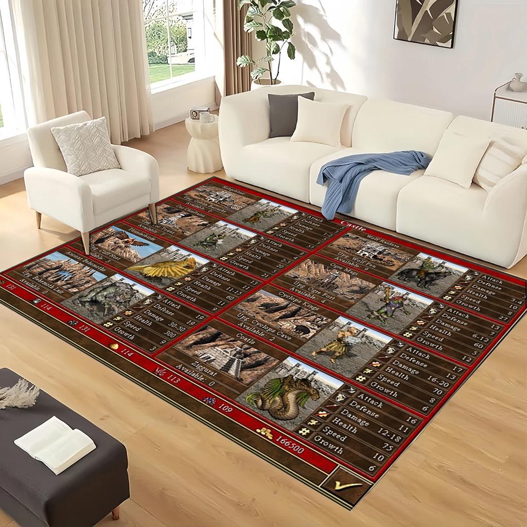 Game 9 Factions Races Stronghold Dwelling Creatures Heroes of Might and Magic Carpet Rug for Home Bedroom Sofa,Floor Mat