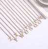 Women Clear Zircon 26 Letters Pendant Necklace Stainless Steel Gold A-Z Alphabet Choker Initial Necklaces Jewelry