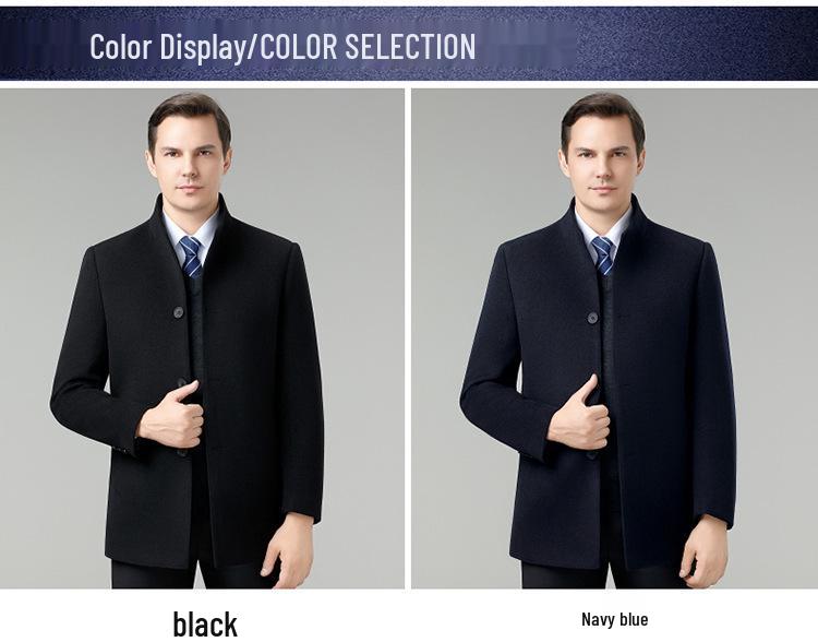 Brand Double-Sided Cashmere Men's Classic Wool Trench Coat with Down Liner