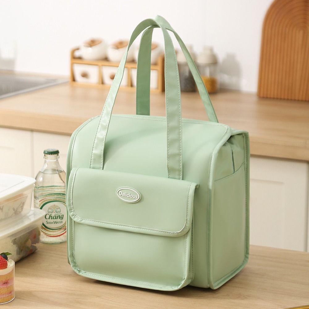 

PEVA Lining Insulated Lunch Bag Waterproof Food Tote Bag Portable Lunch Organizer Office Worker бежевий