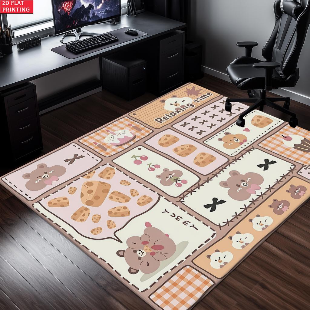Kawaii Cartoon Bear Large Room Carpet Non Slip Cartoon Kids Bedroom Living Room Floor Mat Home Decor Children's Play Carpet
