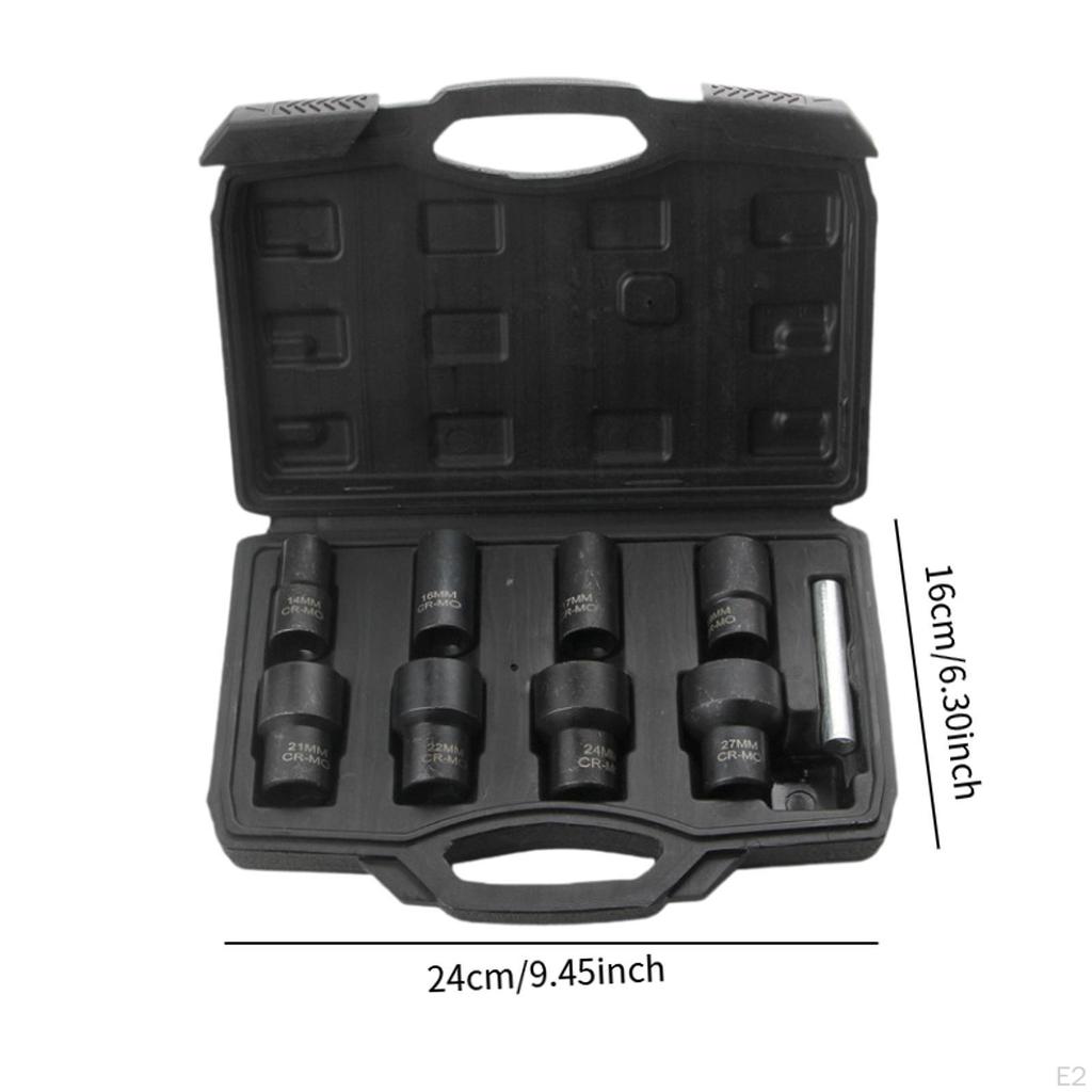 8 Pieces Impact Socket Set Nut Extractor Household Multipurpose with Removal Bar Repair Sturdy