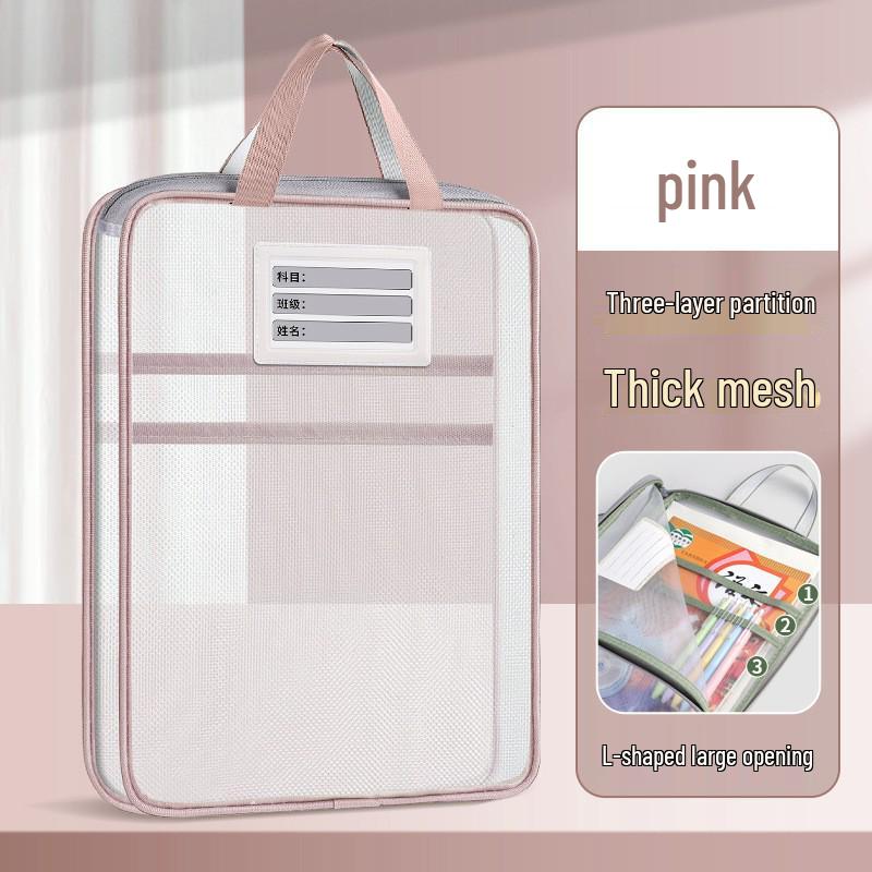 Best-Selling Transparent Student Mesh Handbag with L-Shaped Zipper