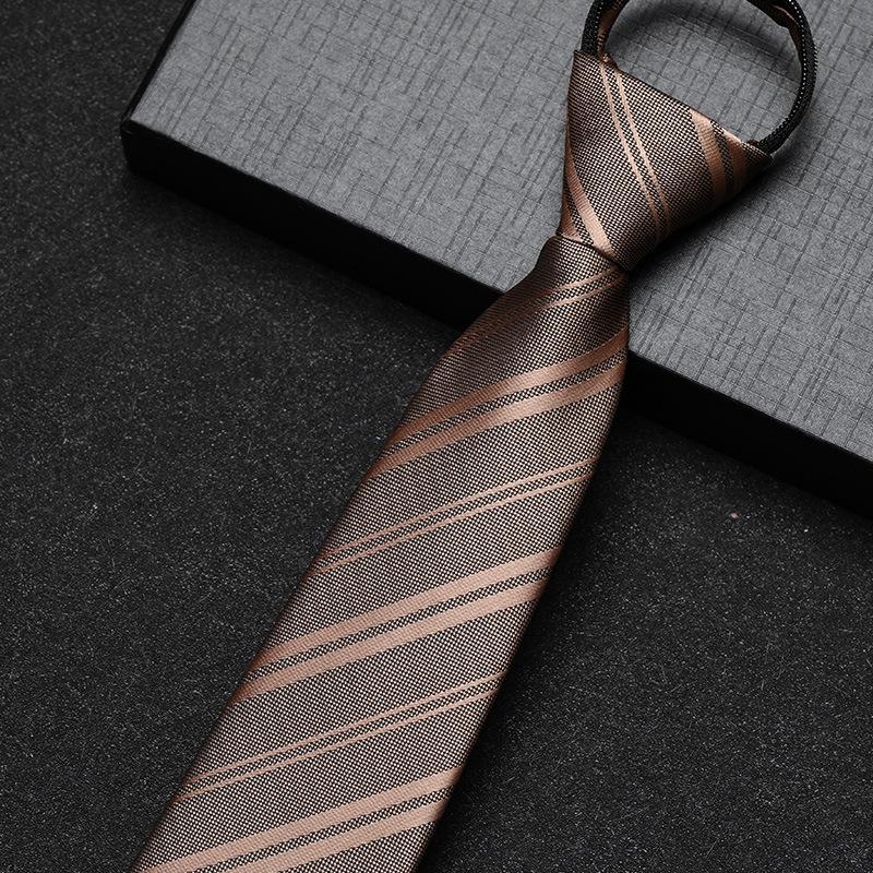 Business Dress Lazy Zipper Free Groom Best Man Wedding Korean Narrow Shirt Striped Plaid Tie