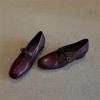 Shallow Mouth Genuine Leather Women's Shoes Flat Mary Jane Shoes Women Retro Simple Low Heel Shoes