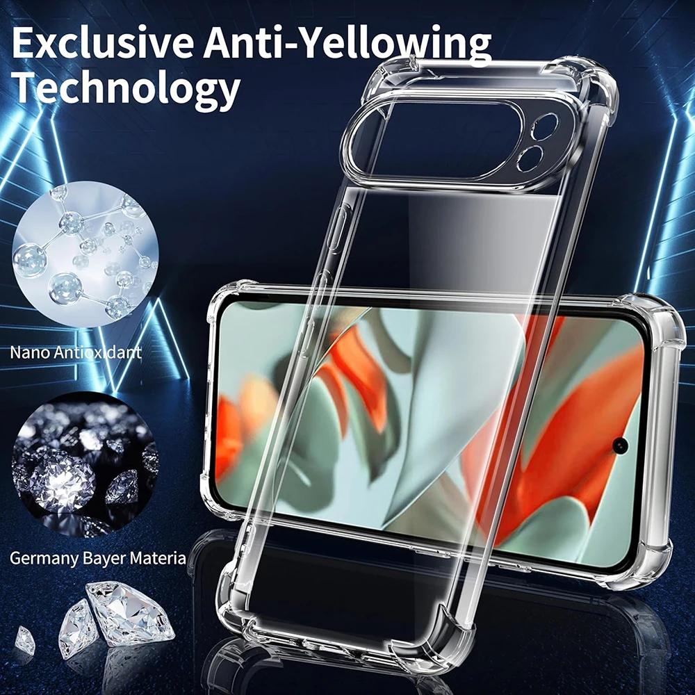 Transparent Anti-yellowing Phone Case For Google Pixel 10 Pro 9 XL 8 7 6 9A 8A 7A 6A Shockproof Silicone Clear Airbag Back Cover