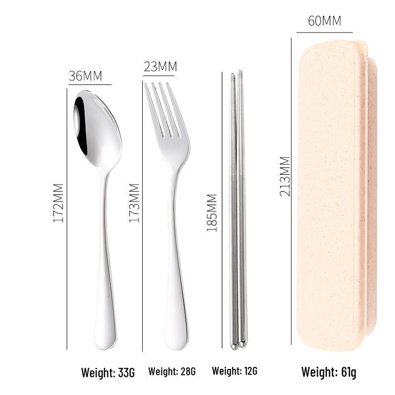 304 Stainless Steel Cutlery Set: Spoon, Fork & Chopsticks - Portable Three-Piece Set for Outdoors, Gift, or Students with Custom Logo Option