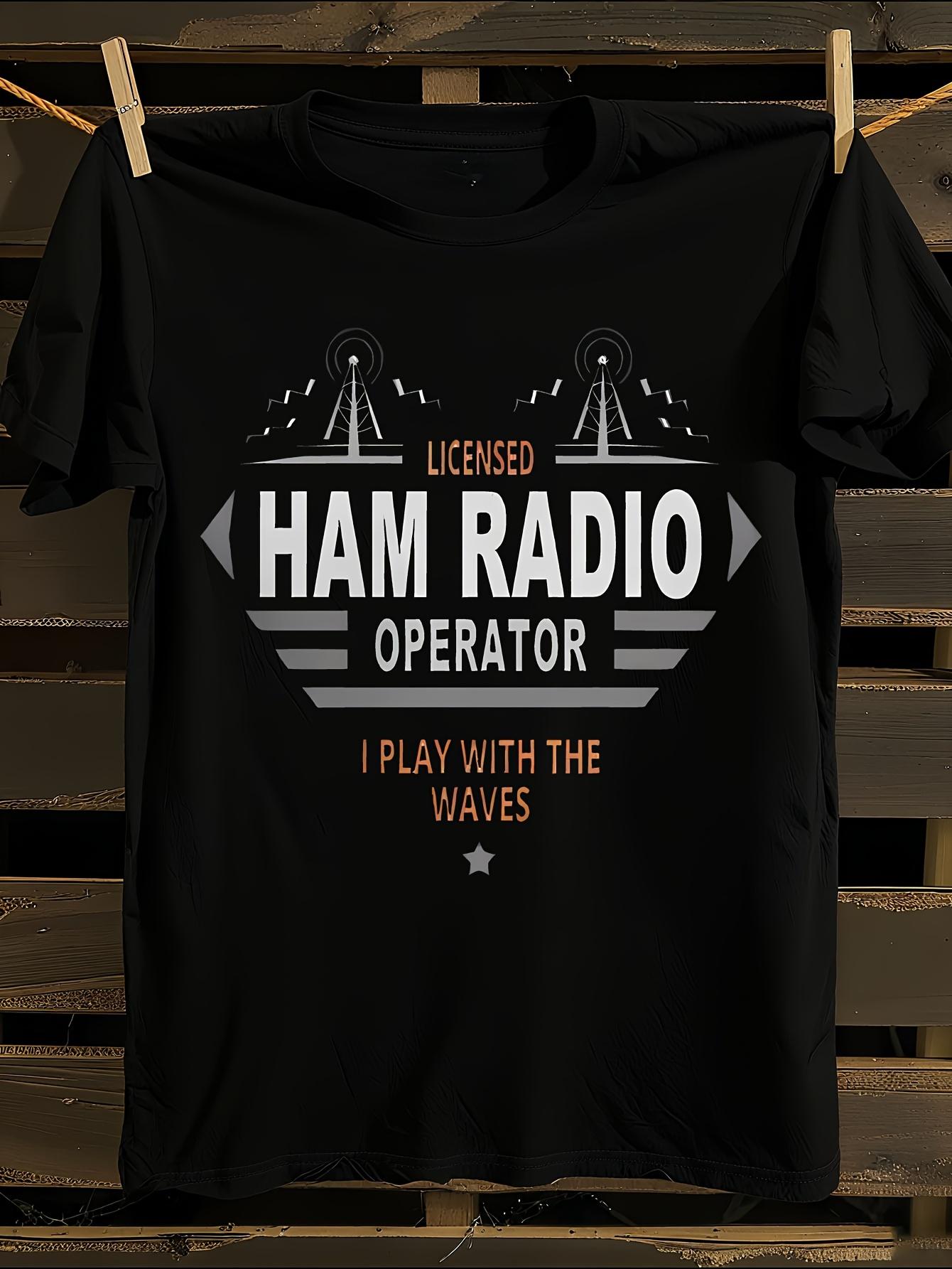 Licensed Ham Radio Operator T-Shirt Mens Tshirt Womens Tshirts with Letters Print Short Sleeves T-Shirt Casual Street Tee Shirt Top L