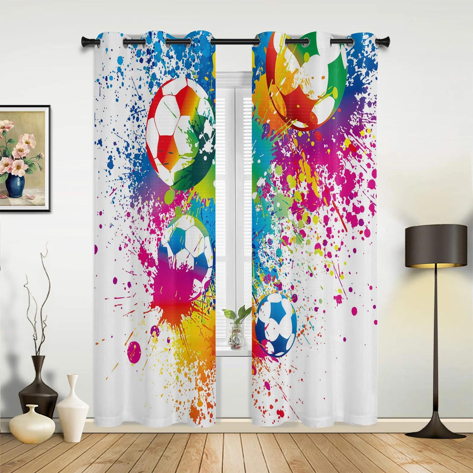 

Футбол Огонь Вода Оконные шторы Домашнее украшение Шторы для гостиной Оконные украшения Драпировки Cortinas Для кухни Спальни 135W x 60H(cm) x1