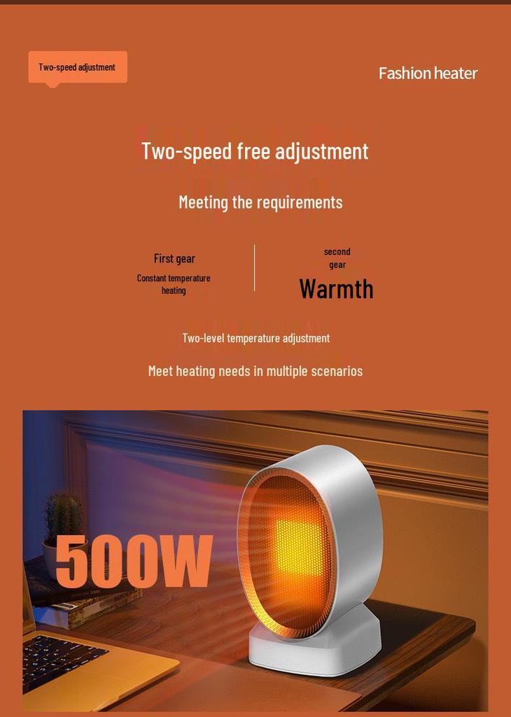 Quick Heat PTC Electric Fan Heater for Living Room & Bedroom - Low Noise, Safe Tip-Over Feature