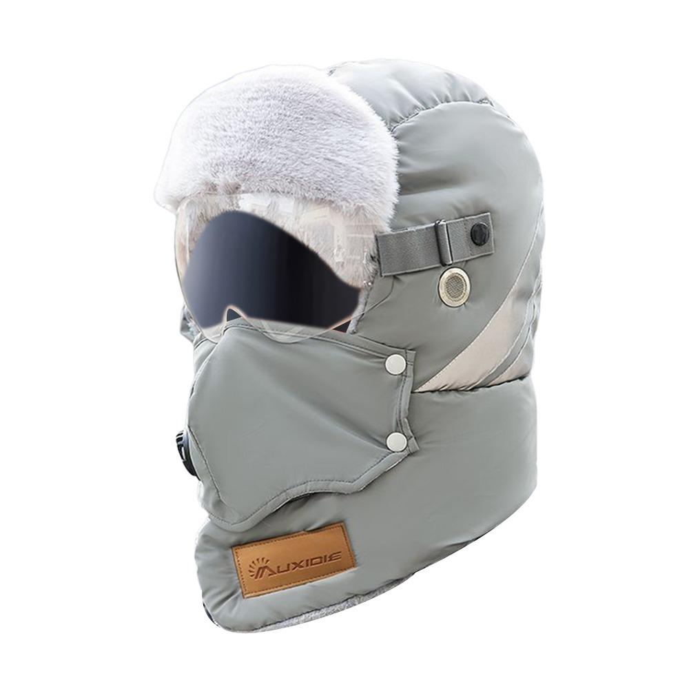 Unisex Bomber Hat Thickened Keep Warm Russian Ushanka Hat Windproof with Goggles Cycling Ear Protection Hat for Outdoor Sports