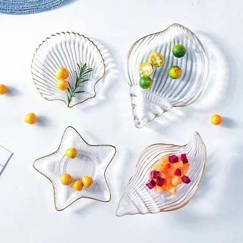 

Ru Han Ocean Gold-Edged Hand-Painted Glass Dish Set, 4-Piece