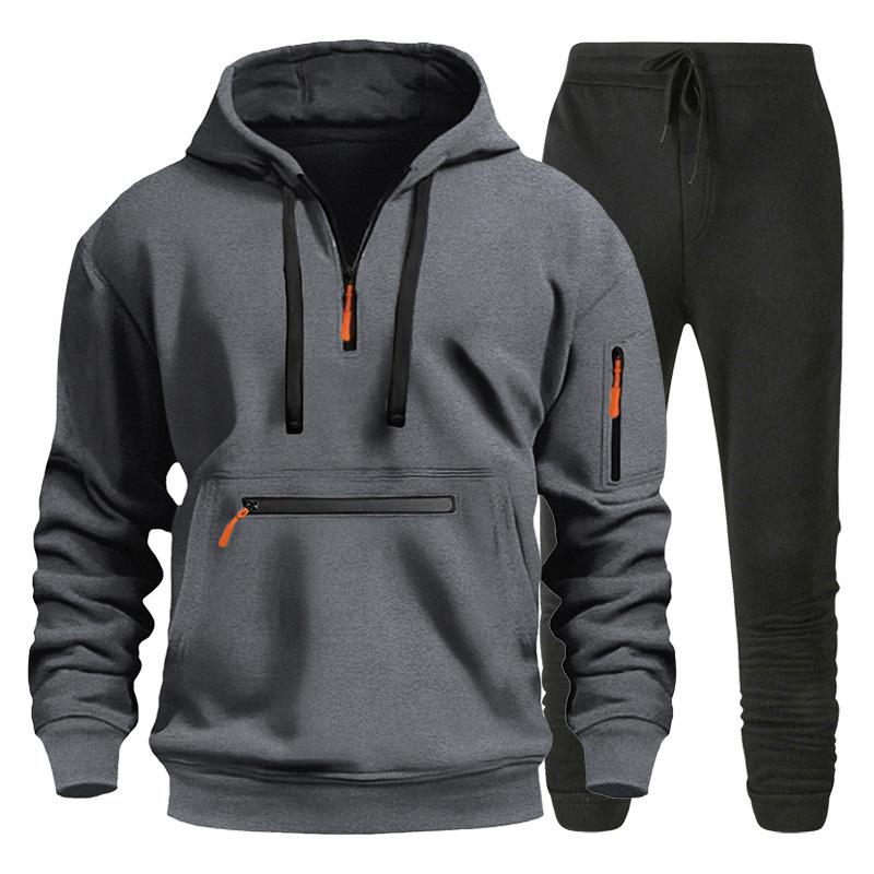 Pánská tepláková souprava Mikina s kapucí Kapsa Zip Pulovr Sportovní fleecová mikina Tepláky Dvoudílný oblek