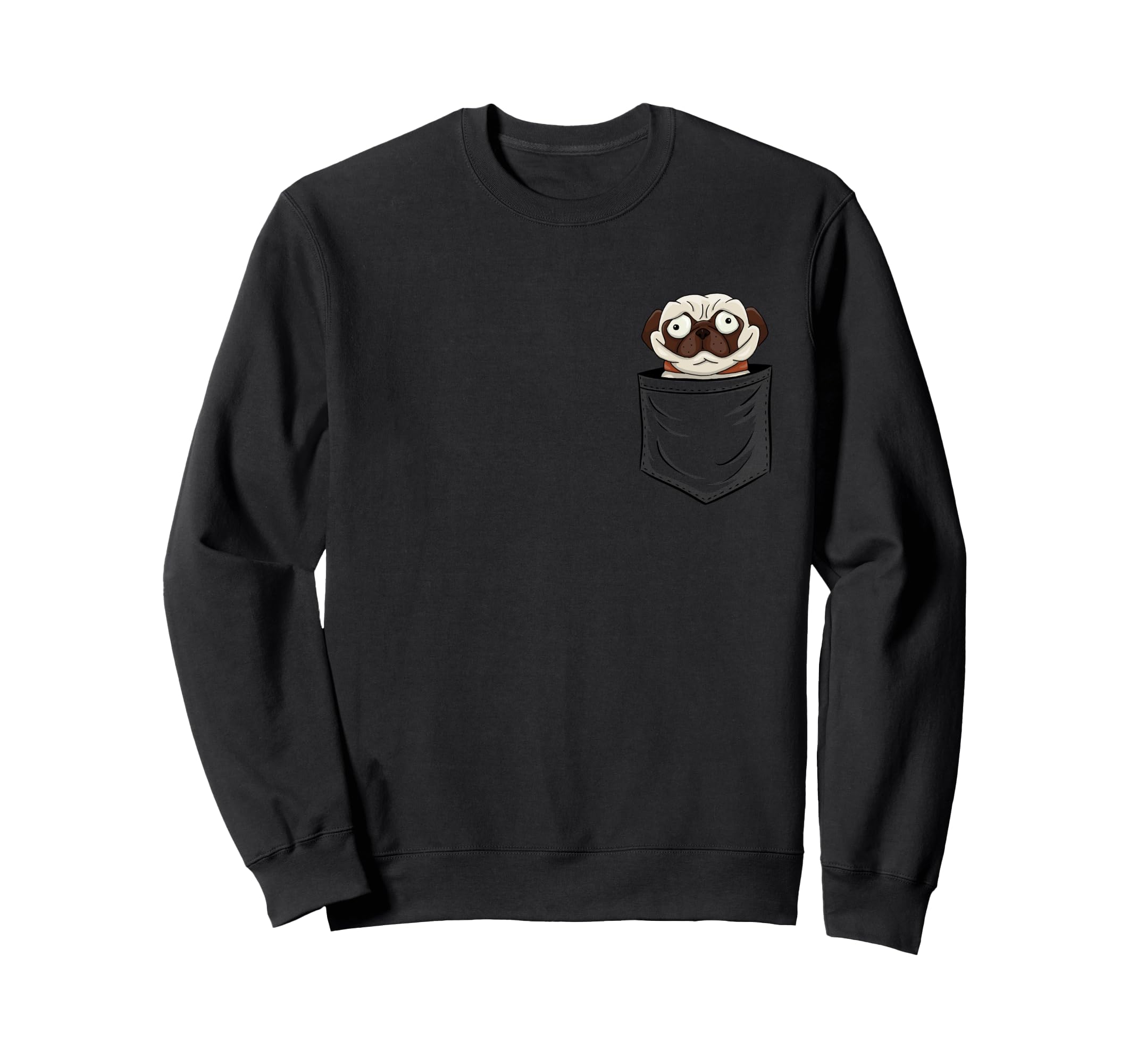 

Pug-Lovers Art Whimsical Cartoon Pug Sweatshirt with Pocket