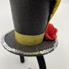 Vintage Fascinator Top Hat Glitter Feather Hat Headwear Christmas Headband  Wedding Costume