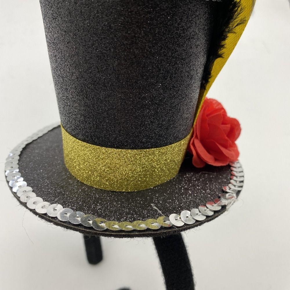 Vintage Fascinator Top Hat Glitter Feather Hat Headwear Christmas Headband Wedding Costume