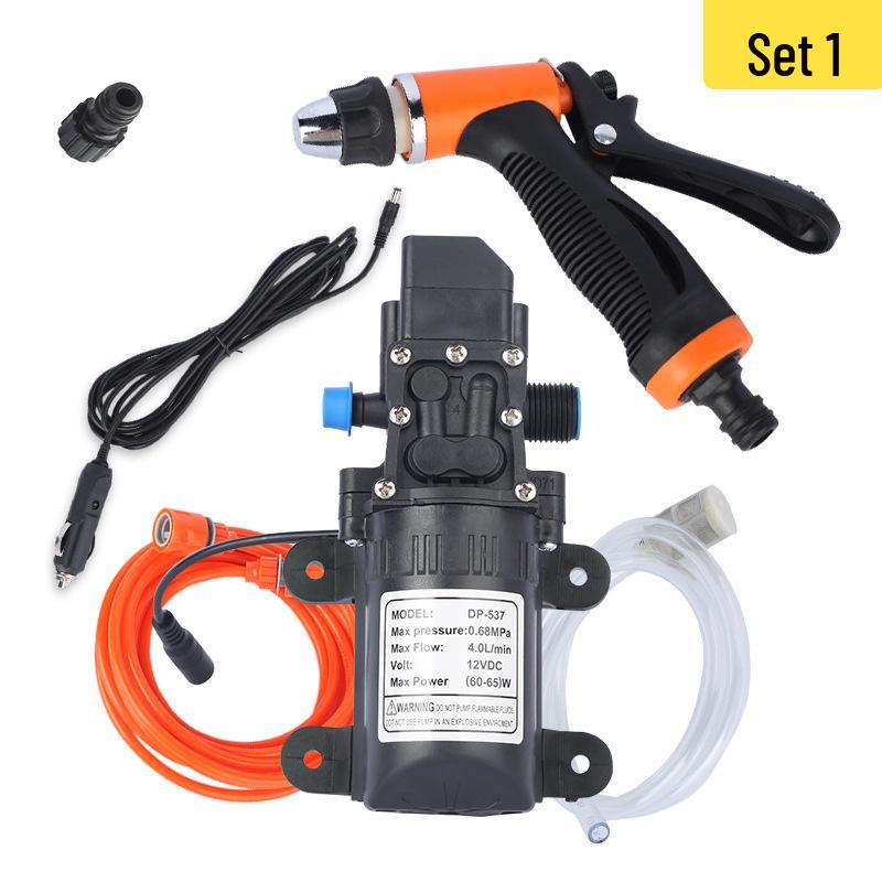 12V Portable Electric Car Washer with High-Pressure Water Gun