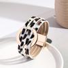 Wide Wrap Leopard Print Leather Bracelets Magnetic Snap Circle Cross Bracelet  for Women