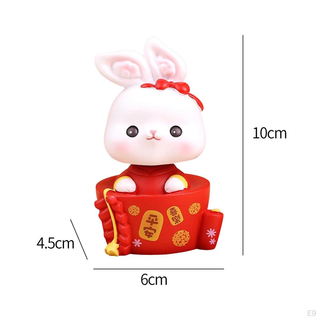 Desktop Ornament Statue Bunny Figurine for Desk Housewarming