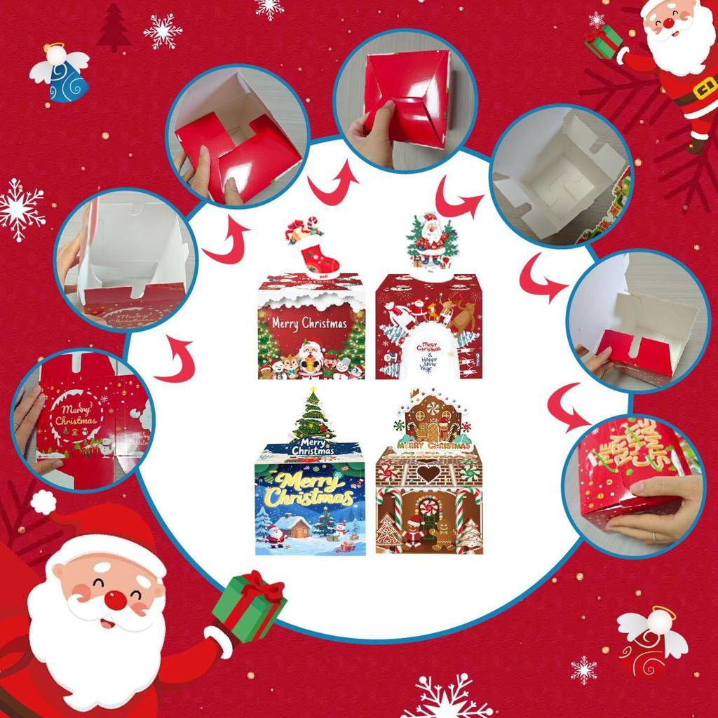 4 Sady Vánočních Dárků v Různých Stylech Vánoční Tématická Párty Překvapení Peněžní Dárková Krabička Dárky
